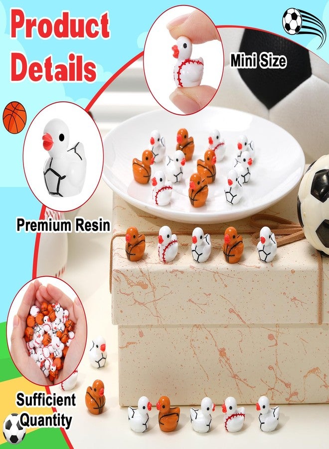 GGSTDDUP 45 Pcs Mini Sports Ducks Resin Animals 3 Styles Mini Resin Ducks Soccer Duck Basketball Duckies Miniature Figurines for Sports Game Activity Carnival Garden Landscape Dollhouse - Image 3